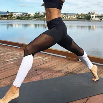 

Casual Leggings Women Fitness Leggings Color Block Spring Summer Workout Pants New Arrival Mesh Insert Leggings