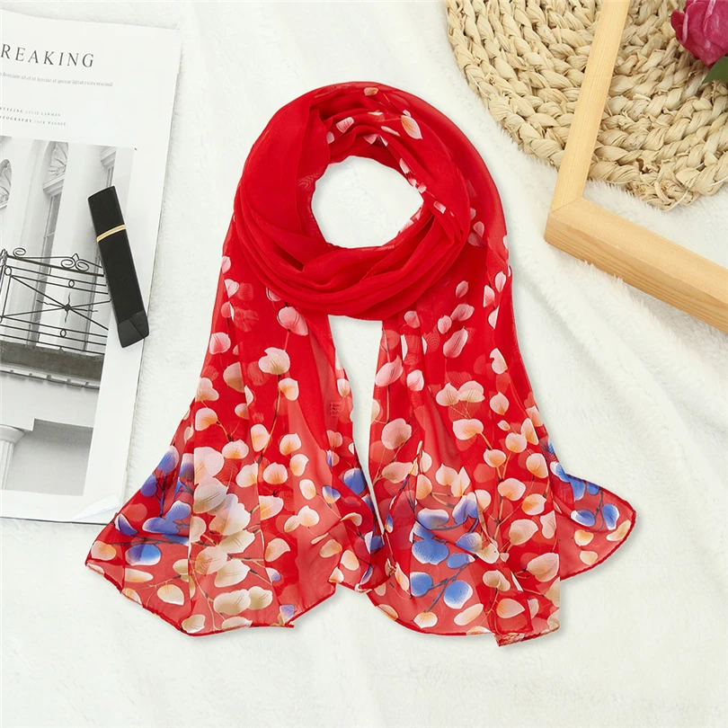 Women Shawls Chiffon Printing Long Soft Wrap Scarf Vintage Lady Neck Large Scarves Shawl Stole sjaal hijab bandana A40 |