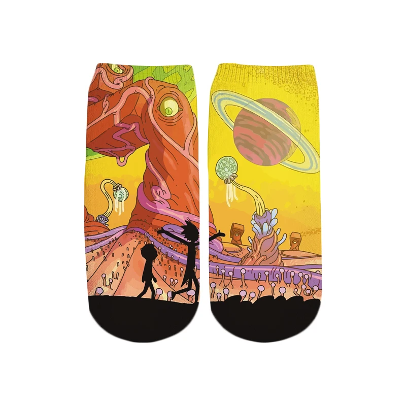PLstar Cosmos/Новинка года; милые короткие носки с 3D принтом с героями мультфильмов Rick and Morty для мужчин и женщин; корейские носки в стиле Харадзюку; WZ = 145 - Цвет: color as the picture
