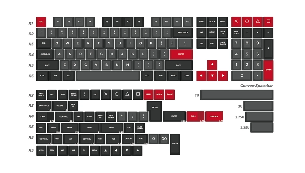 WINMIX pbt doubleshot keycaps osa profile dolch colorway для механической клавиатуры gh60 poker 87 104 108 xd64 xd75 xd68 xd84 xd96