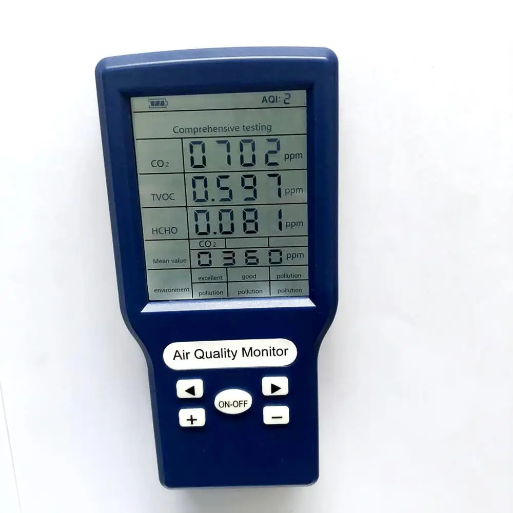 Portable Co2 Ppm Meters Carbon Dioxide Detector Co2 Tvoc Hcho AQI Monitor 