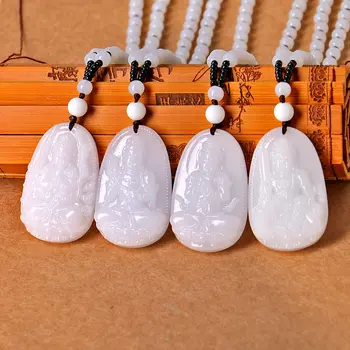 

High Quality Natural Rock Crystal Quartz Carved Buddha Lucky Amulet Pendant Necklace For Women Men Sweater Pendants Jewelry