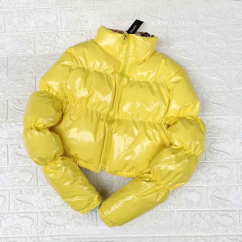 yellow AtxyxtA укороченная парка пуховое пальто зимняя куртка женская новая модная одежда черный красный желтый розовый зеленый - Цвет: yellow