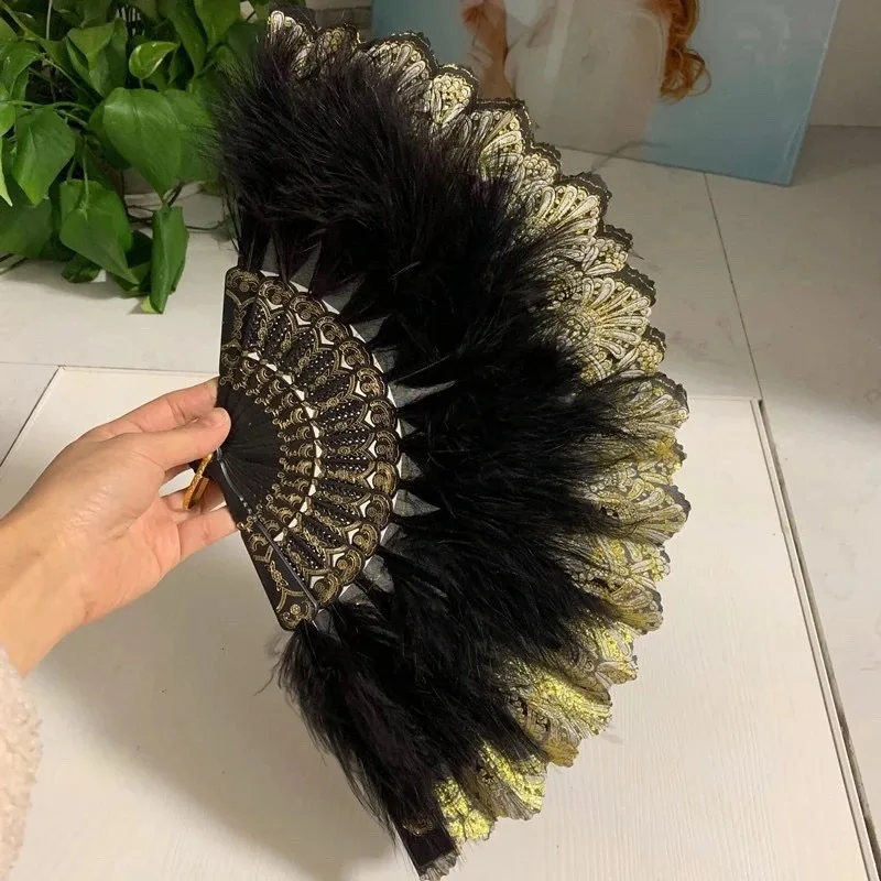 African Feather Fan Luxurious Feather Fan for Wedding Dance Fan Performance  DIY Court Dance Hand Fan Art Craft Gift Wedding Party Decoration-Feather