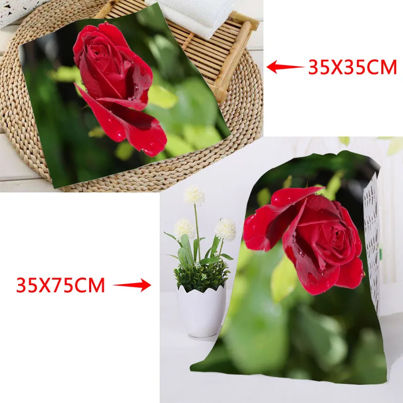 Custom Rose Towels Microfiber Travel Fabric Quick Drying Printing Absorbent Wearable Towel Beach Hair Towels - Цвет: 13
