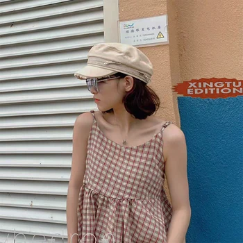 

Hat women Japanese flat top navy hat women autumn beret octagonal hat women