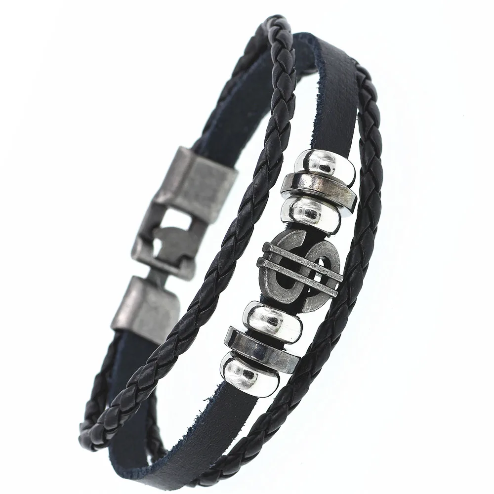2021 Multilayer Bracelet Men Casual Fashion Braided Leather Bracelets For Women Wood Bead Bracelet Punk Rock Men Jewelry. 