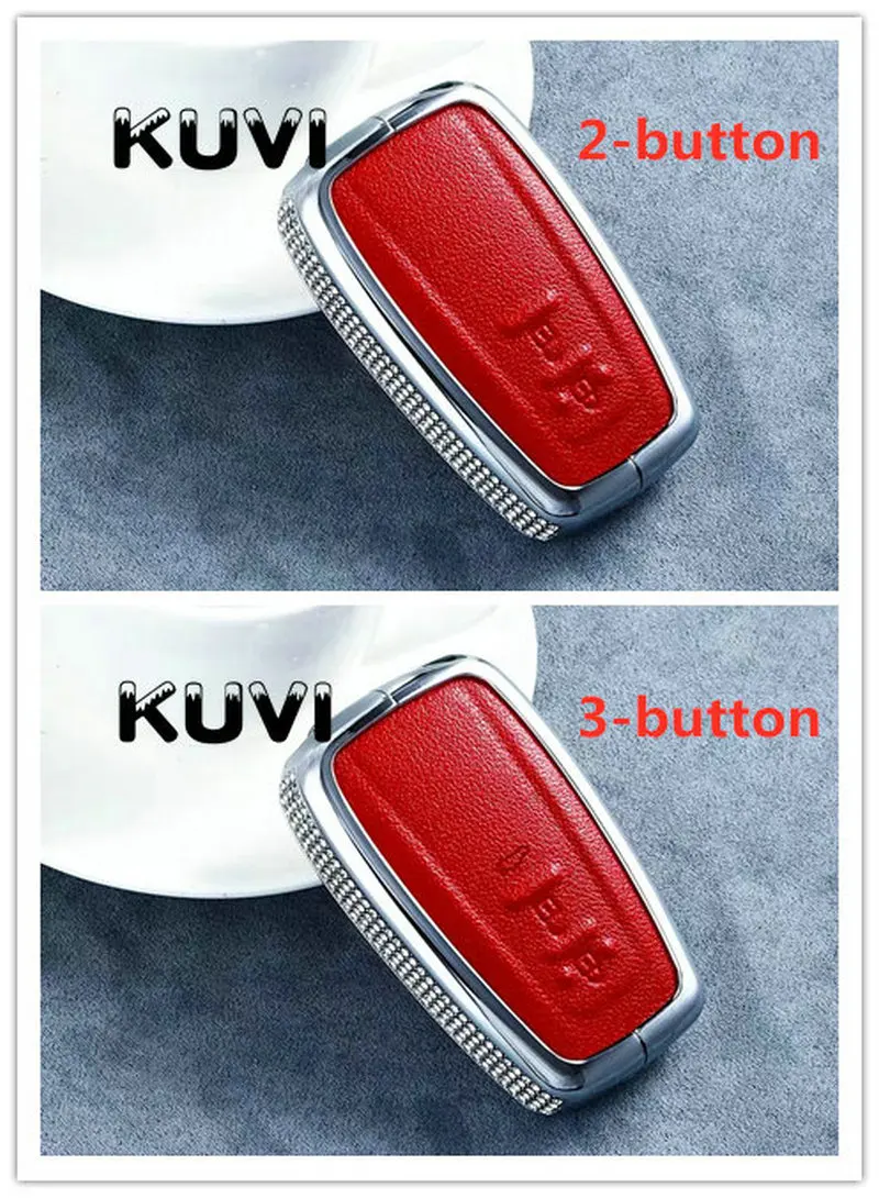 Luxury Diamond Alloy Leather Key fob Case for Toyota CHR C-HR Camry Prius Prado- 2 3 Buttons Remote Keyless