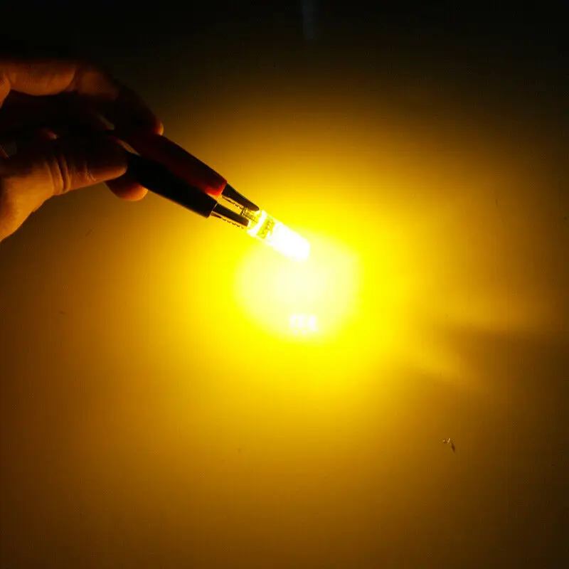 

2 Pieces 12V 10W T10 W5W Amber Car SUV Interior 12-LEDs Light Wedge Door Instrument Side Bulb 300LM Auto LED Lights