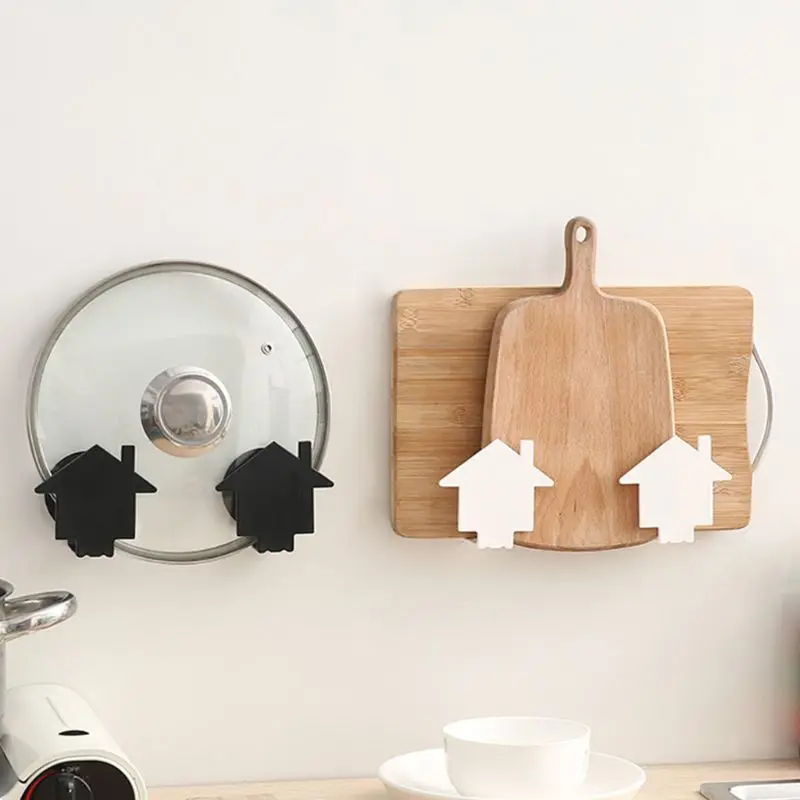 

2pcs Wall Mounted Pot Pan Cover Rack Lid Holder Cooking Tool Organizer Kitchen