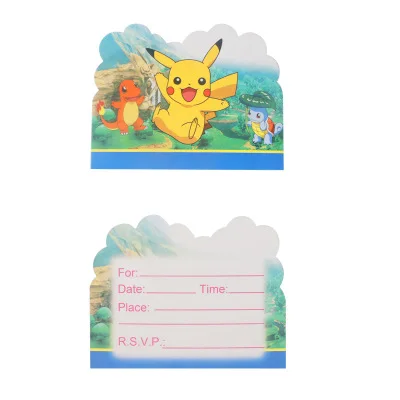 invitation card10pcs Мультяшная Пикачу из Pokemon Go гелиевая фольга Воздушные шары надувные детские украшения для дня рождения Детские игрушки день детей - Цвет: invitation card10pcs