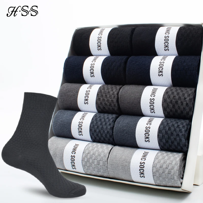 HSS márka 10 pairs/lot férfiak Bambusz Izomrost Zokni Új Elsőrangú Termelőüzem stv Zokni mens ruhát Rövid harisnya számára téli Adomány Vmint méret EUR39-45