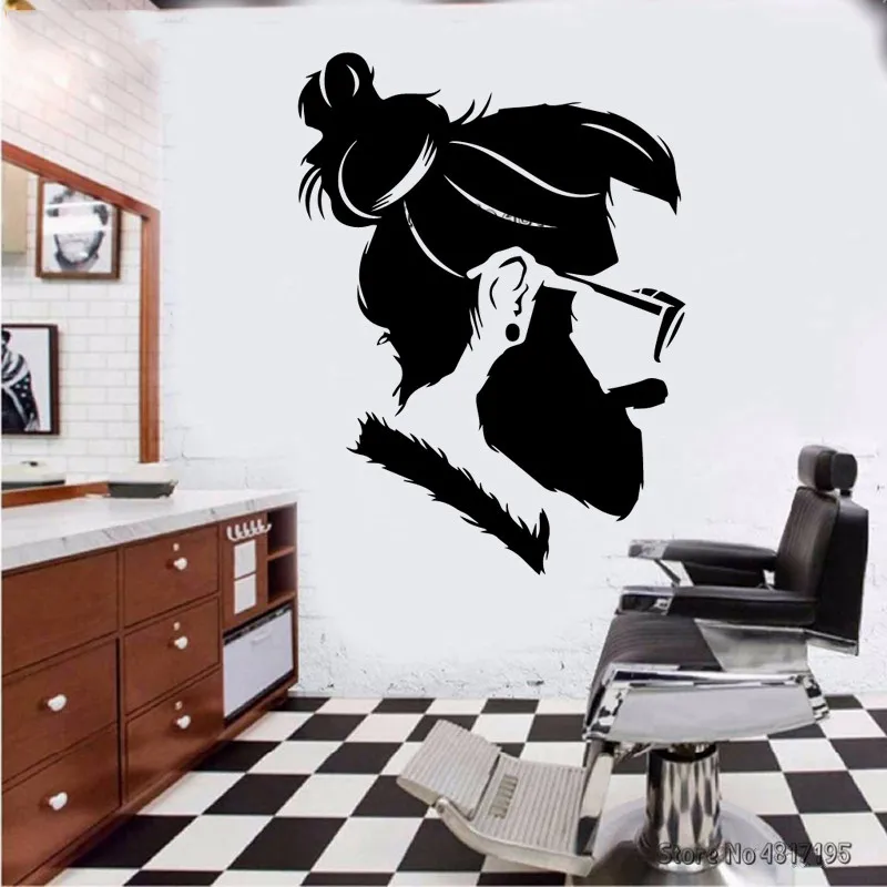 Hair Salon Vinyl Decals Hair Cut And Shaves Vinyl Wall Window Poster Mural  Hipster Man Barbershop Wall Sticker Barber Sign - AliExpress