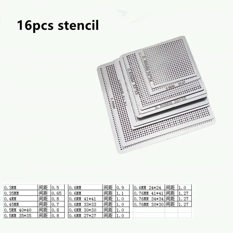 27Pcs /16pcs BGA Stencils Universal Direct Heated Stencils For SMT SMD Chip Rpair and easy support