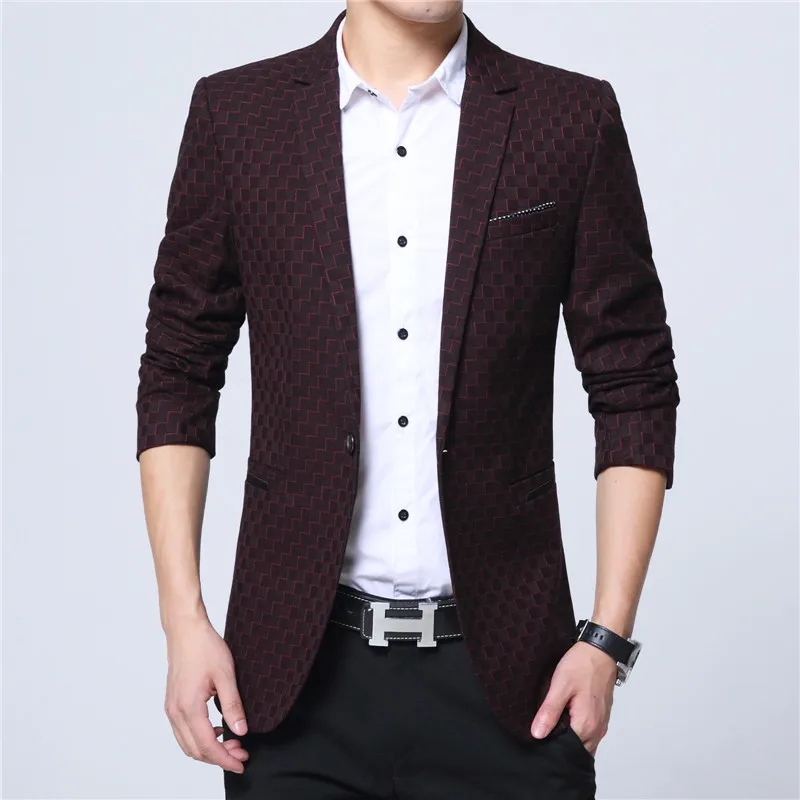 Королевский синий Блейзер Для мужчин на одной пуговице Slim Fit амарантовый Блейзер конструкции Повседневное пиджак Свадебная вечеринка платье для маленьких девочек; куртка M-6XL