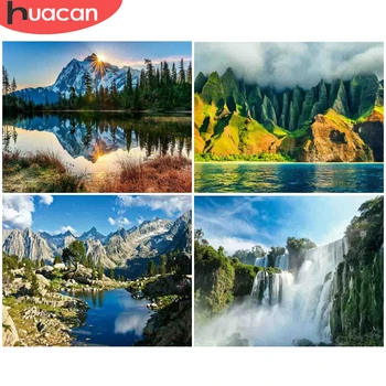 

HUACAN DIY Painting By Number Scenery Drawing On Canvas Pictures By Number River Hand Painted Paintings Mountain Home Decor