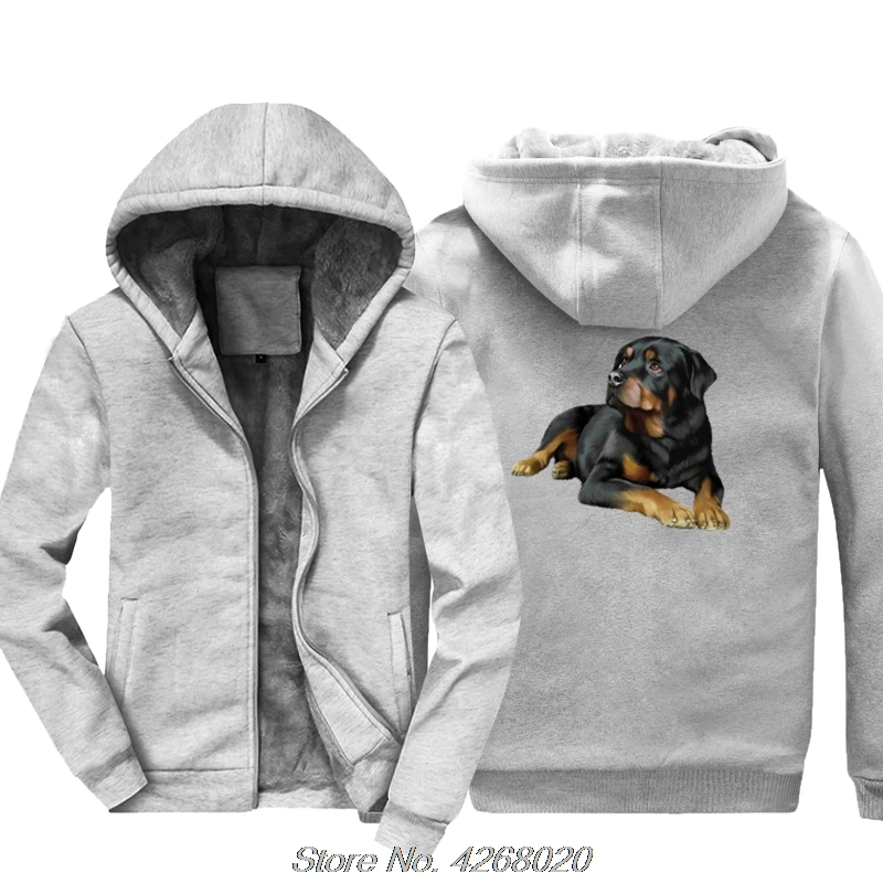 Лидер продаж модные толстовки Rottweiler с собакой мужские зимние утепленные уличная