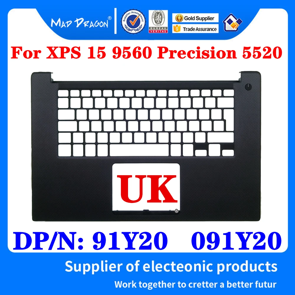 

New Original 91Y20 091Y20 For Dell XPS 15 9560 Precision 5520 M5520 Laptop Palmrest Upper Cover Case UK Keyboard Layout ​Shell