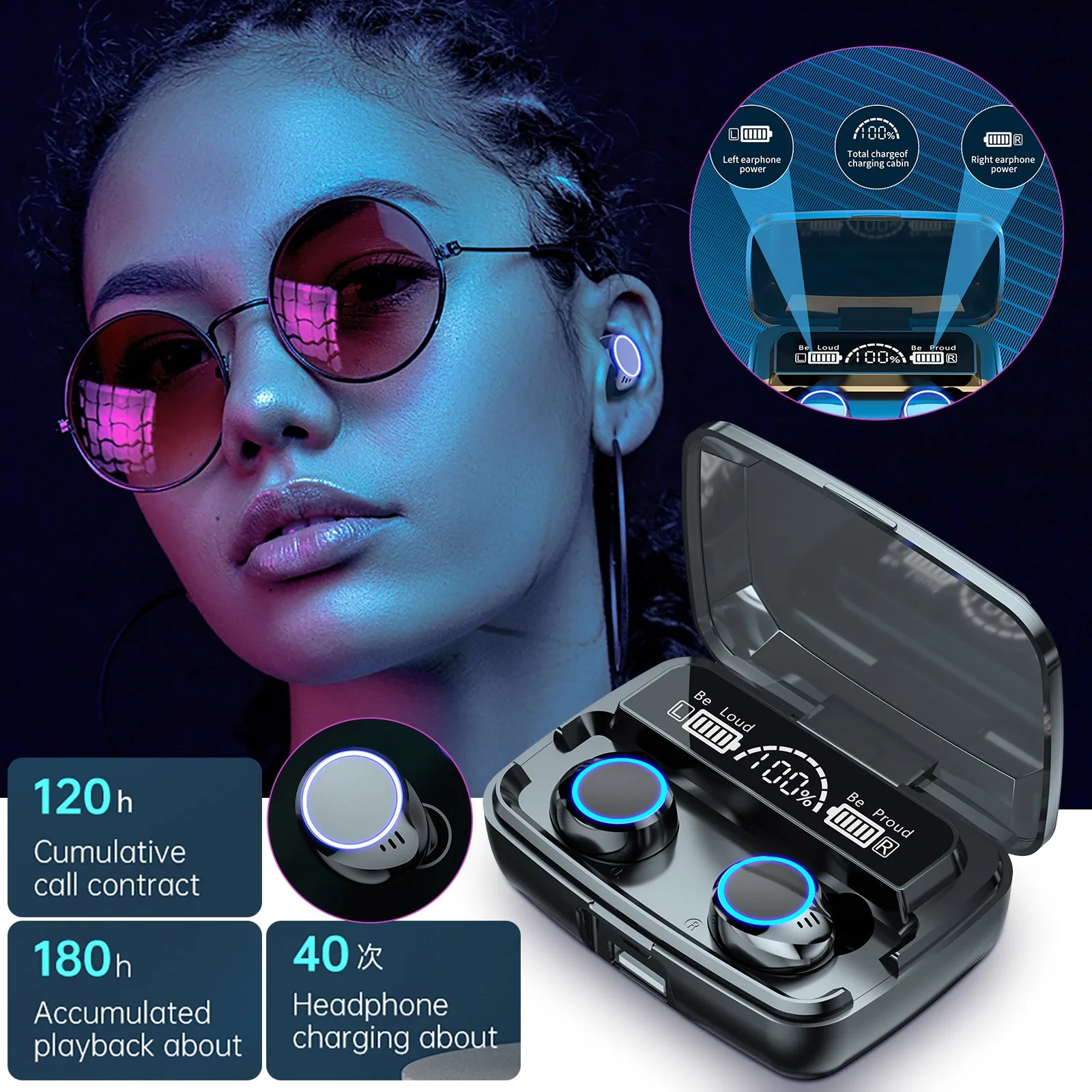 TWS Bluetooth Earphones Wireless Headphones With Mic Power Digital