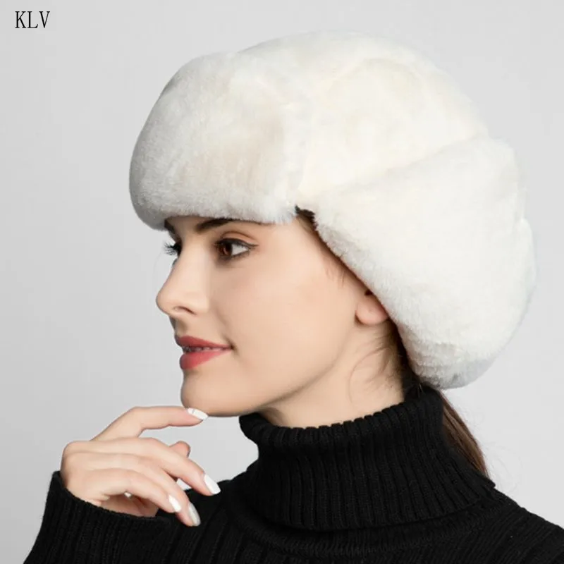 Женская зимняя теплая шапка-ушанка, Русская Шапка с утолщенной подкладкой, ветрозащитная одноцветная шапка-ушанка