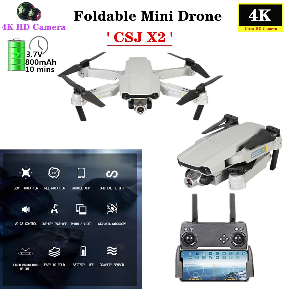 Радиоуправляемый мини-Дрон с Wi-Fi FPV 4K HD камера селфи Квадрокоптер складной
