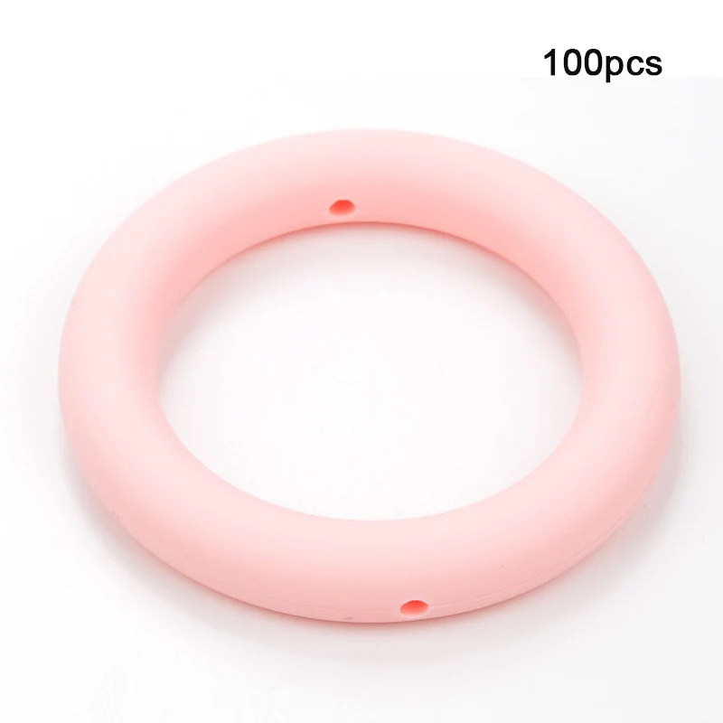 Rose quartz LOFCA 100 шт 65 мм круглый Прорезыватель для зубов пищевые Детские Силиконовые Бусины BPA-Free силиконовый Прорезыватель DIY ожерелье, подвеска, аксессуар - Цвет: Rose quartz