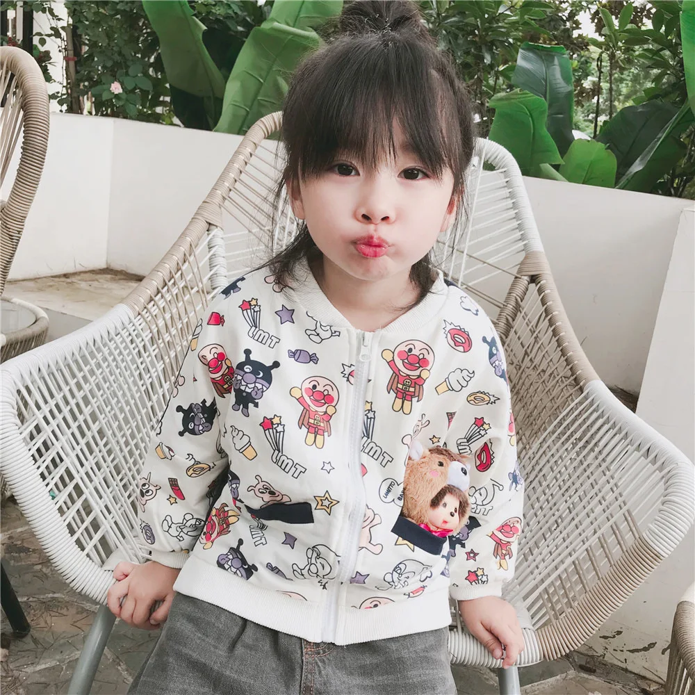 Tonytaobaby/новая осенне-зимняя одежда для мальчиков и девочек, пальто с героями мультфильмов бархатное пальто на молнии детская куртка