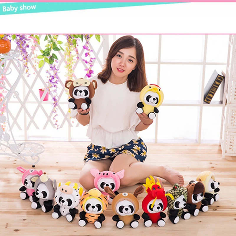 Мягкая мультяшная панда плюшевые игрушки 12 Китайский Зодиак Kawaii панды животные Развивающие игрушки для детей Дети Мягкая стежка Кукла подарок