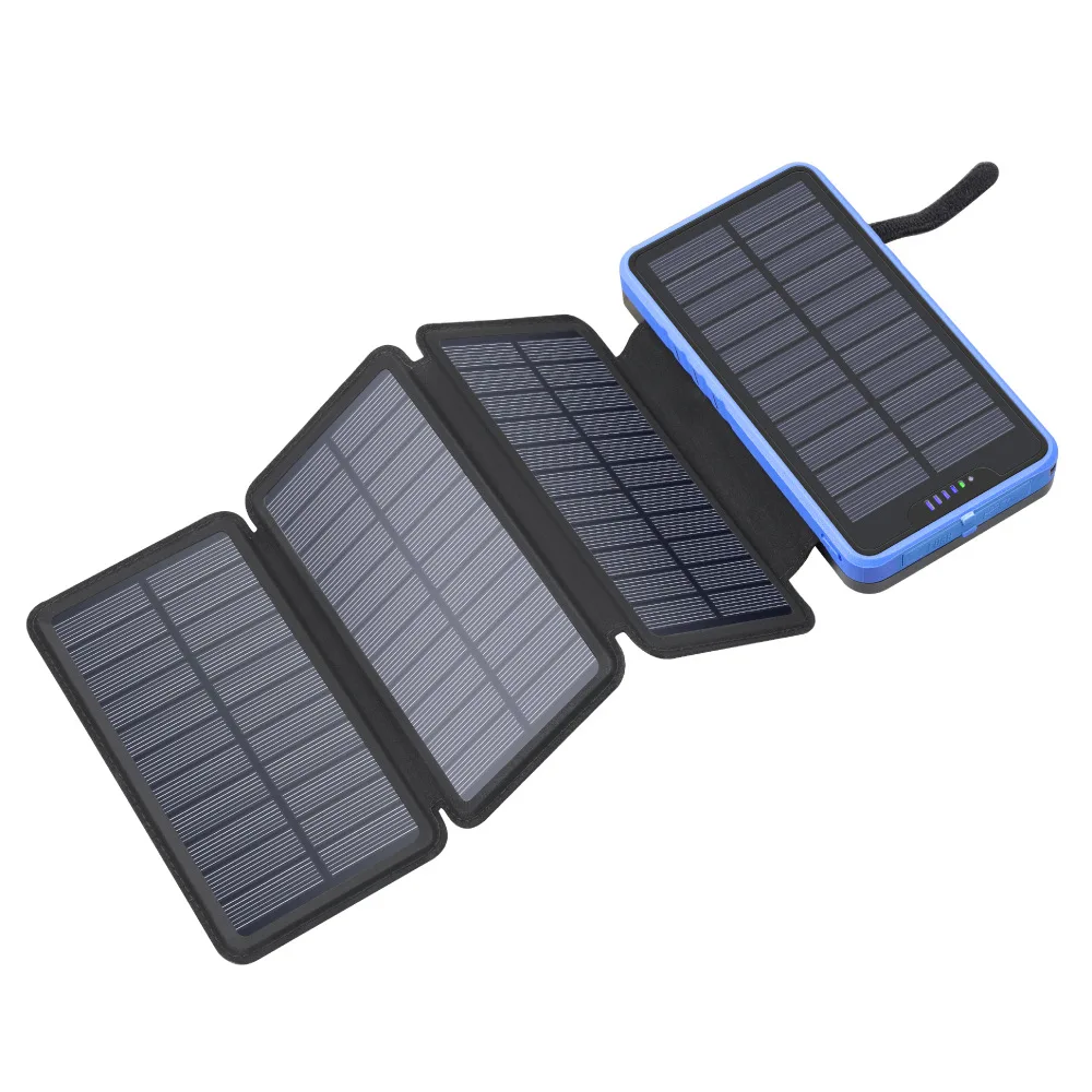 power bank 30000mah Foldable Solar Power Bank 20000mAh with 4 Solar Panel Charger LED Camping Light Waterproof Powerbank External Battery Power Bank powerbank 20000 Power Bank