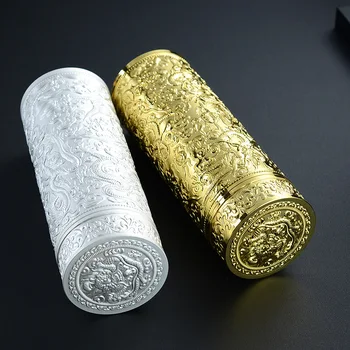 

High grade full silver thermos mug embossed Jiulong silver cup s999 inner tank silver suit gift cup