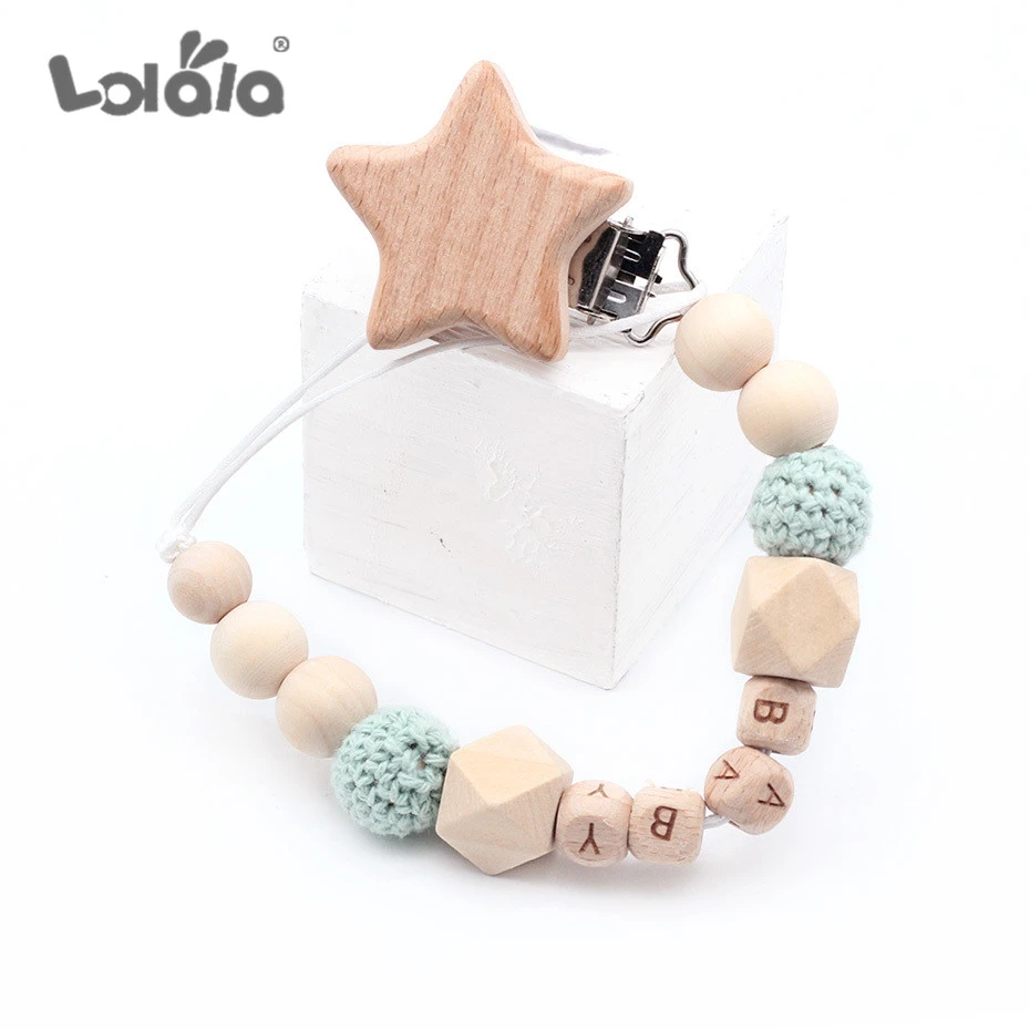 personalized wooden pacifier clip