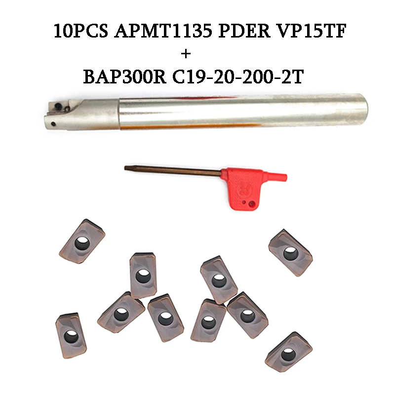 1Pcs BAP300R C19 20 200 2T+ 10pcs APMT1135 PDER VP15TF CNC Milling Cutter Holder Roughing Pocket with Carbide Inserts