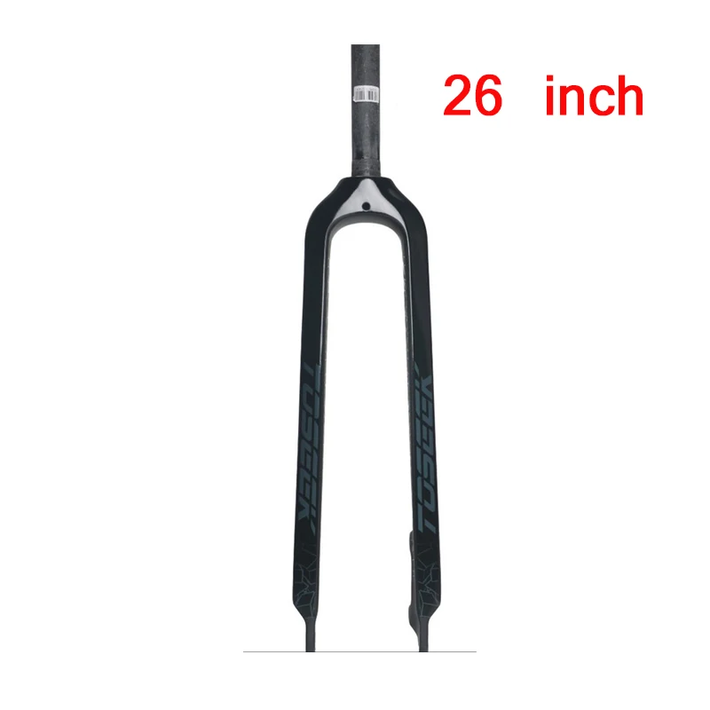 Black-26er TOSEEK Углеродные вилки 26/27. 5/2" жесткая прямая MTB велосипедная 1-1/8" Вилка цветная горный велосипед тормозные вилки Superlight - Цвет: Black-26er