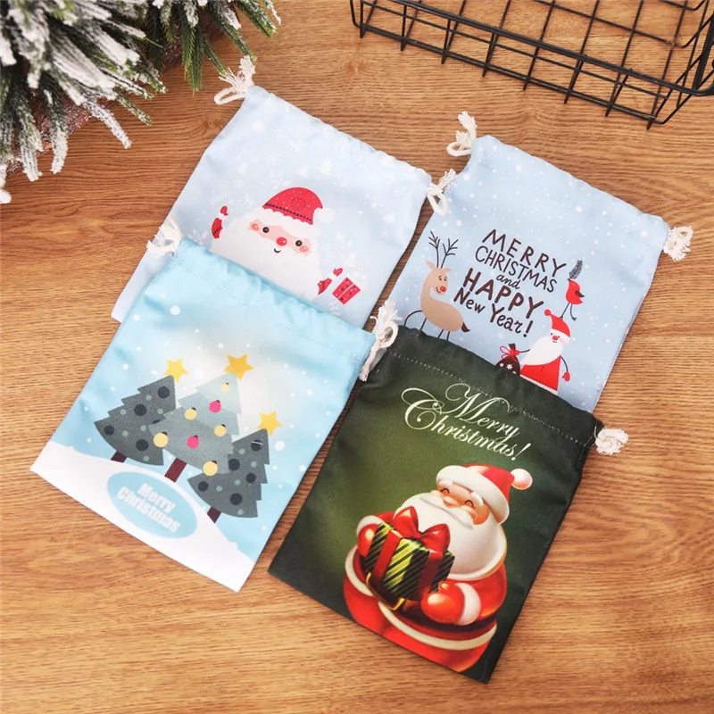 Новая модная Рождественская Подарочная сумка с принтом, сумка для конфет, детская одежда, Подарочная сумка для яблока, Sac cadeau de noel
