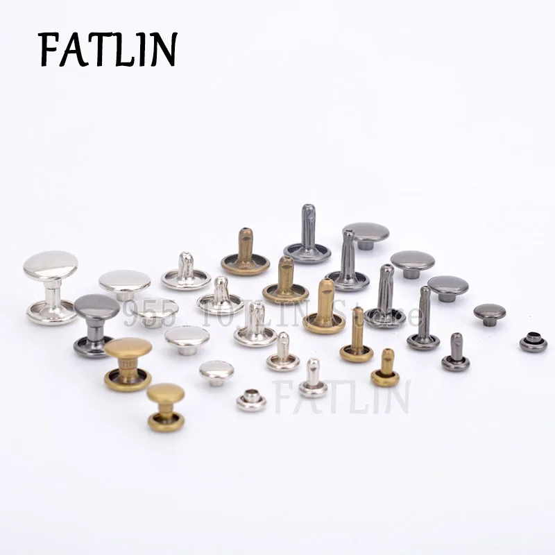 

FATLIN 100sets 5 to10mm Double Cap Rivets Buttons Fixed Buckle Stud Rivet Collision Nail Metal Spike Leather Craft Repair 3Color