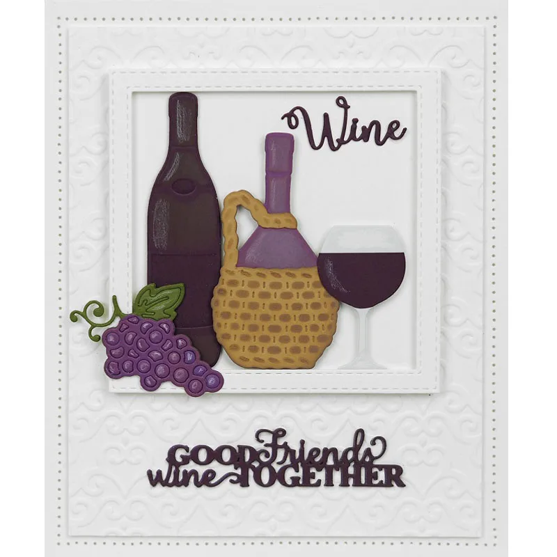 

Wine Glass Corkscrew Cutting Dies Good Friends Wne Together Words Die Cut for Scrapbooking And Cards Making Paper Craft New 2019