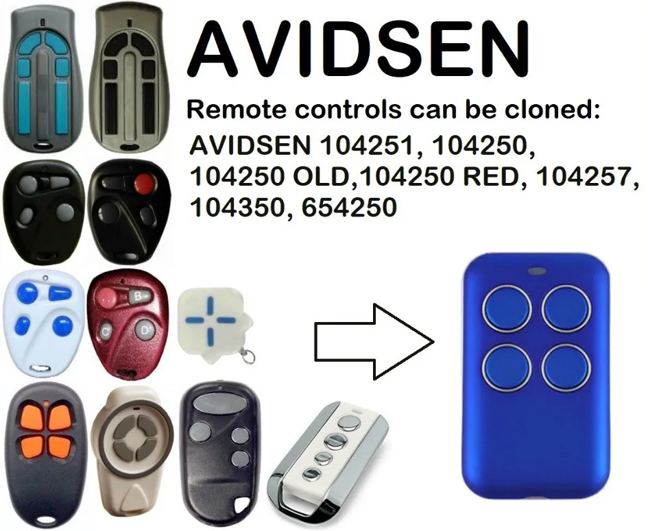 

AVIDSEN 104251garage door remote control 433mhz rolling code handheld transmitter AVIDSEN garage command key fob