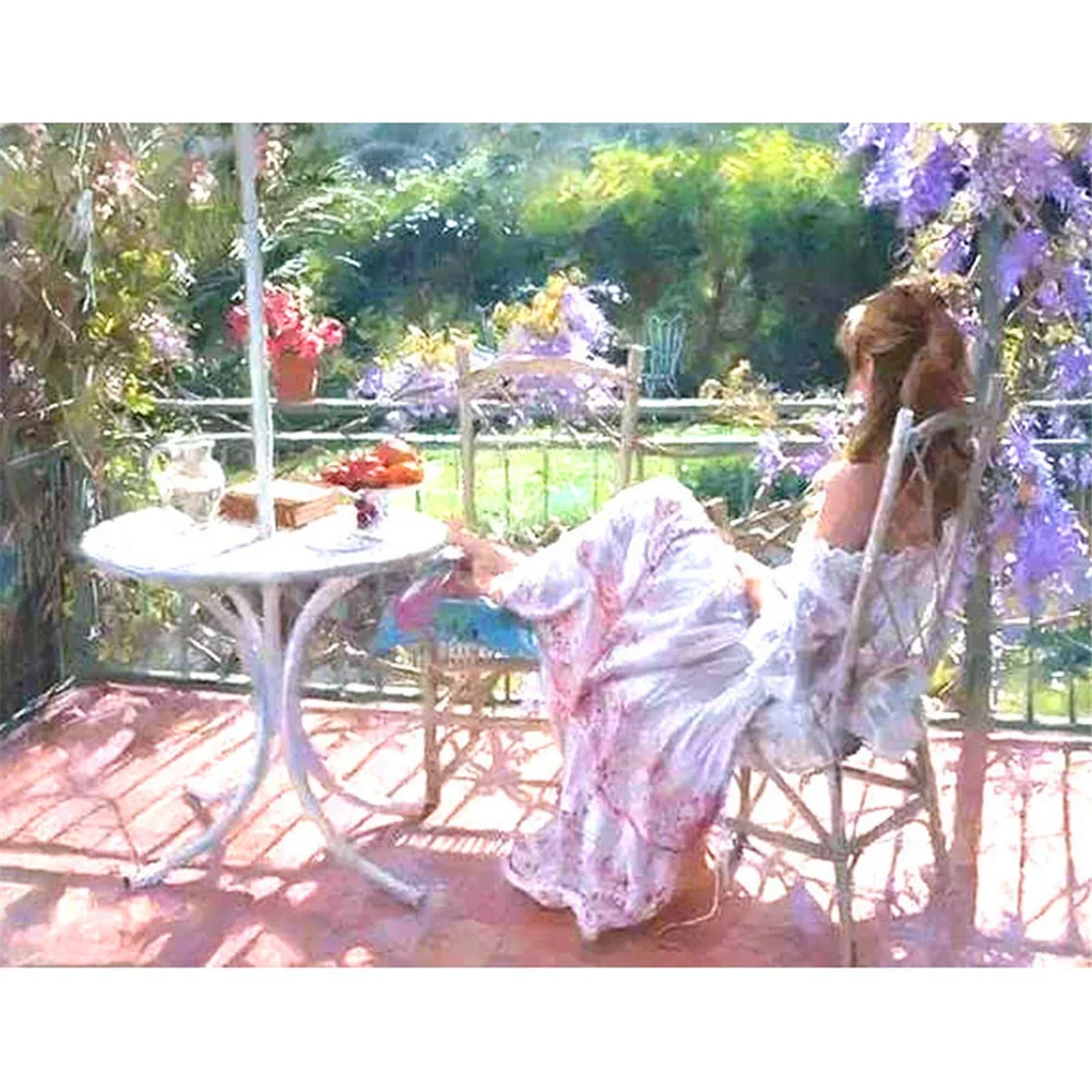 

Maiden's Afternoon 40X50cm Painting By Numbers with Combo Inner Frame and Colorful Paper Box Package and Color Baselines Canvas