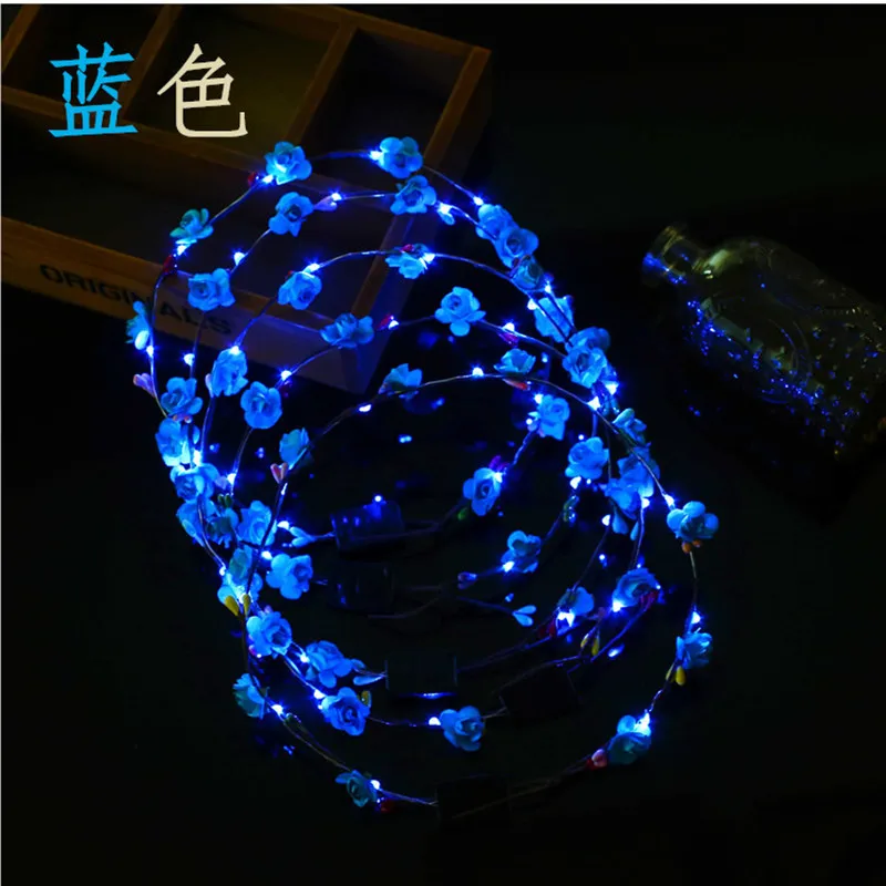 1PCS Glowing garland Распродажа, вечерние ободки в виде короны, цветов, светодиодный светильник, венок для волос, лента для волос, гирлянды для женщин, светящийся венок на Хэллоуин, Рождество - Цвет: 1PCS Glowing garland
