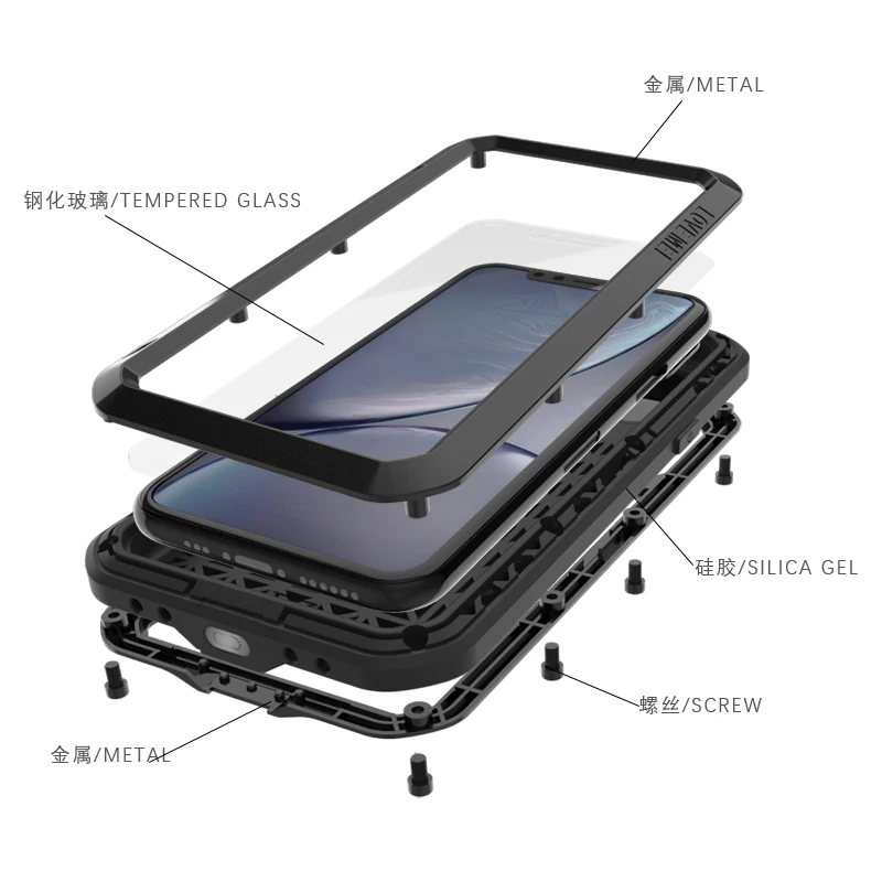 LOVE MEI для iPhone 11 Pro Открытый спортивный чехол для телефона металлический панцири водонепроницаемый пылезащитный противоударный прочный полный защитный чехол