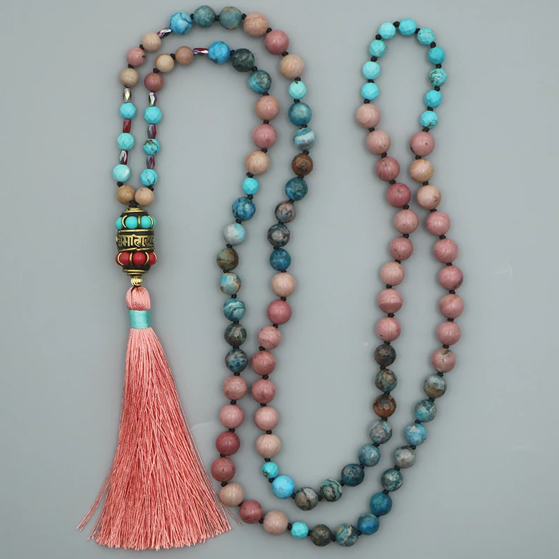 #*Cheap EDOTHALIA Hand Knotted Beaded Tassels Necklace For Women, With Six Ture Mantra Words Nepal Pendant Women Jewelry