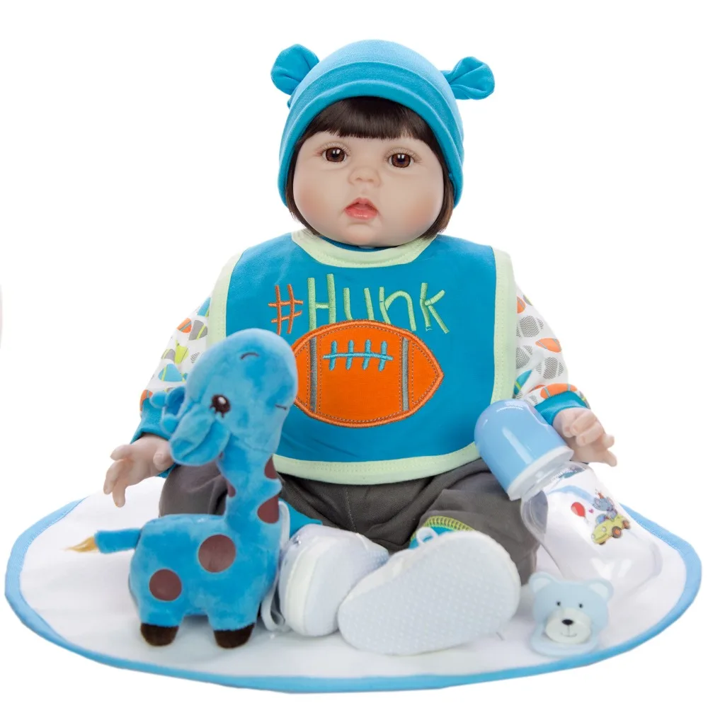 56 см Reborn baby boy bebe кукла имитация Возрожденный силикон Ручная Краска белая кожа