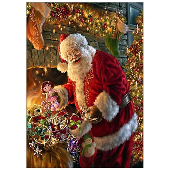 

5D DIY Full Drill Round Diamond Painting Christmas Santa with Presents Kit Embroidery Mosaic Rhinestone Cross Stitch Gift Decor