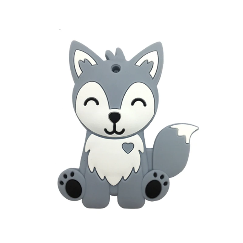 Husky Shaped Silicone Teether BPA Free Necklace Present Bijtring Pacifier Clips Soother Chain Baby Mordedor De | Мать и ребенок