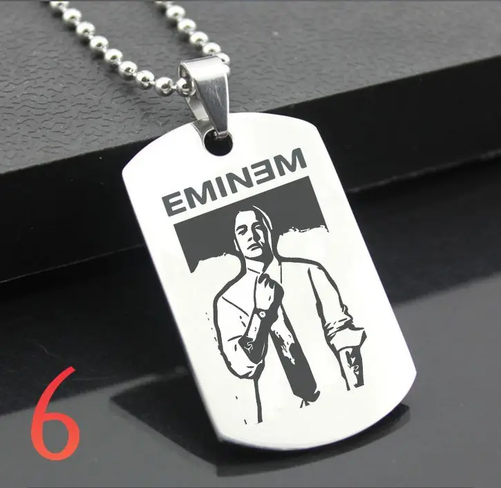 Eminem XH01 классический брелок из нержавеющей стали модные гравировальные бирки стальная подвеска-открытка для ожерелья - Цвет: Светло-серый