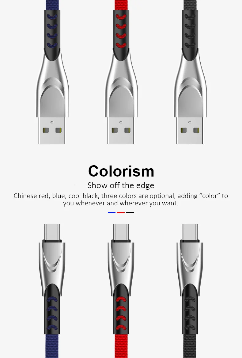 ARTAK цинк 2.5A кабель usb type C для мобильного телефона Быстрая зарядка Плоский нейлоновый кабель type C