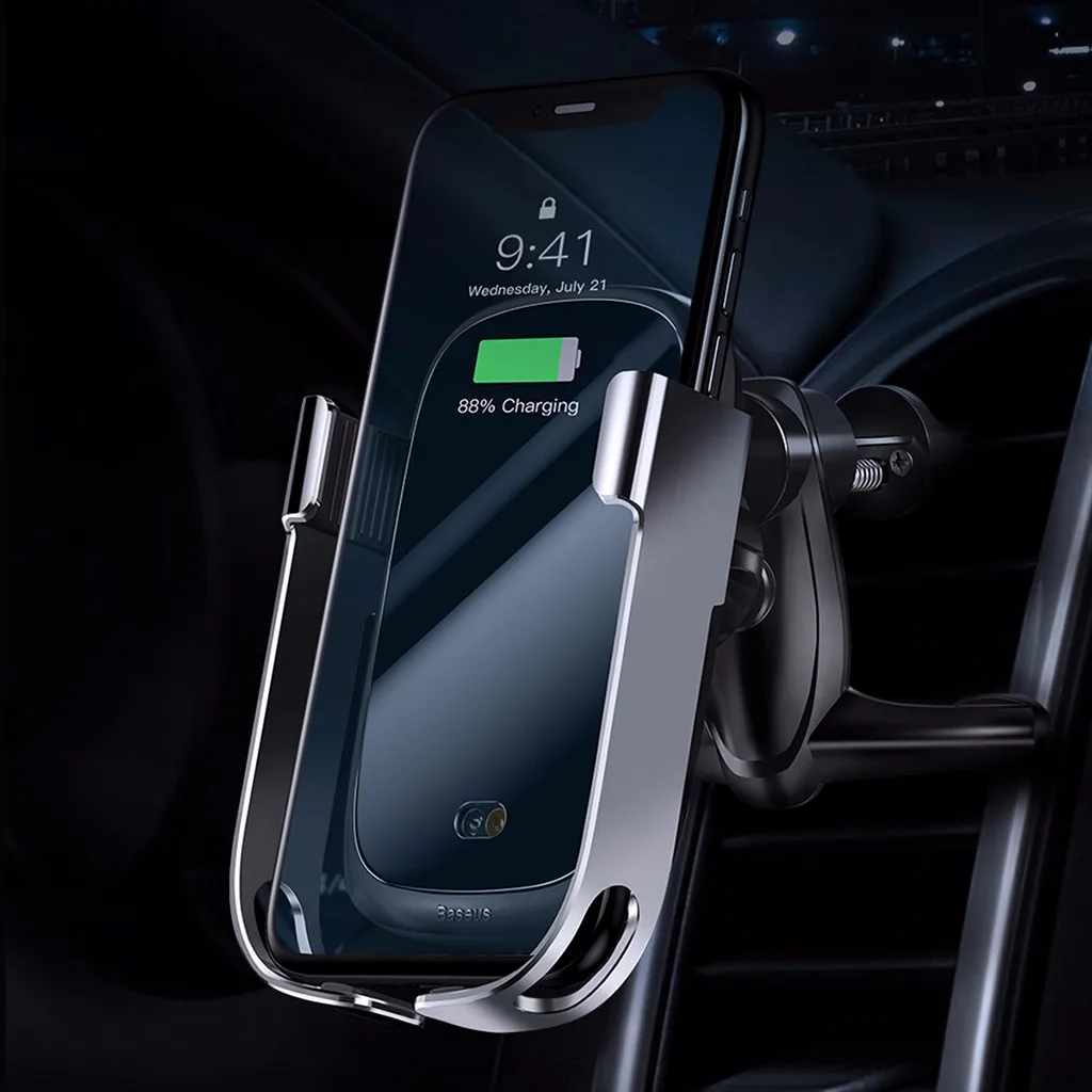 Автомобильный держатель телефона кронштейн Baseus 10W Qi Беспроводное Автомобильное зарядное устройство для iPhone интеллектуальный инфракрасный Быстрая зарядка для SAMSUNG S10#806