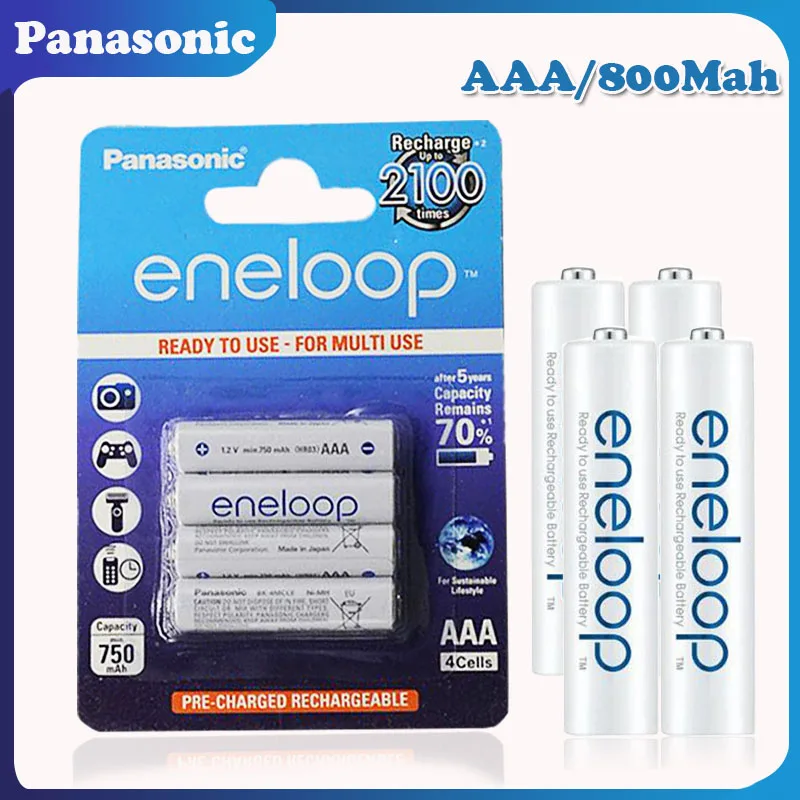 Panasonic 1,2 v AAA 800mAh перезаряжаемая батарея для камеры фонарик игрушки пульт дистанционного управления Предварительно заряженный Ni-MH аккумулятор