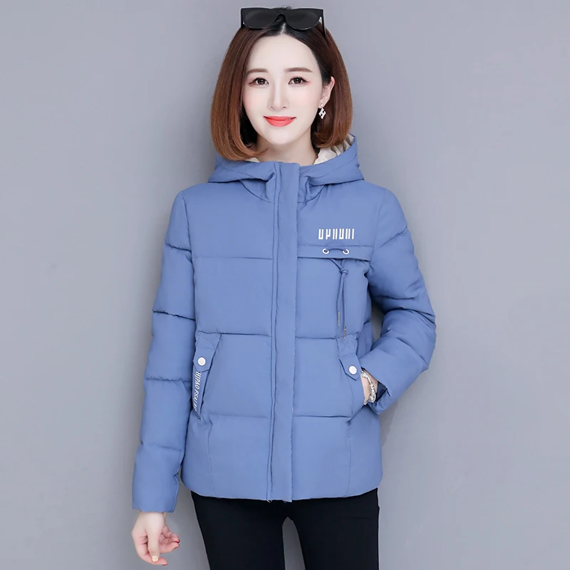 Fashion Short Winter Jacket Women Slim Female Coat Thicken Parka Cotton Hooded Fur Collar candy-colored Ladies Jacket
