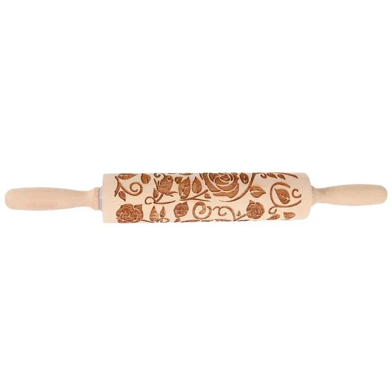 Christmas Embossing Rolling Pin Baking Cookies Noodle Biscuit Fondant Cake Dough Engraved Roller Reindeer Snowflake Snowman - Цвет: A